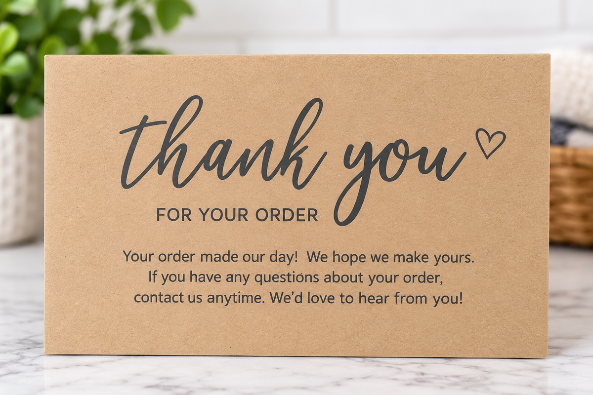 50-Pack Large 4 x 6 Inch Thank You for Your Order Cards – Kraft Customer Appreciation Inserts