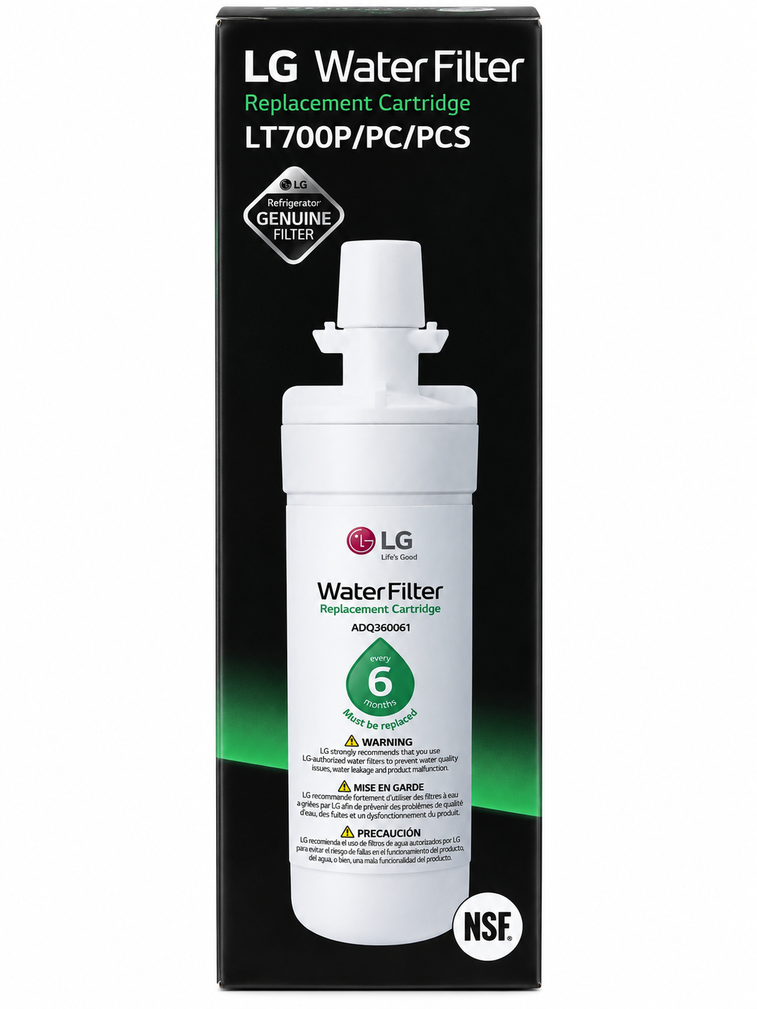 LG Genuine LT700P/PC/PCS Refrigerator Water Filter Replacement Cartridge – ADQ360061