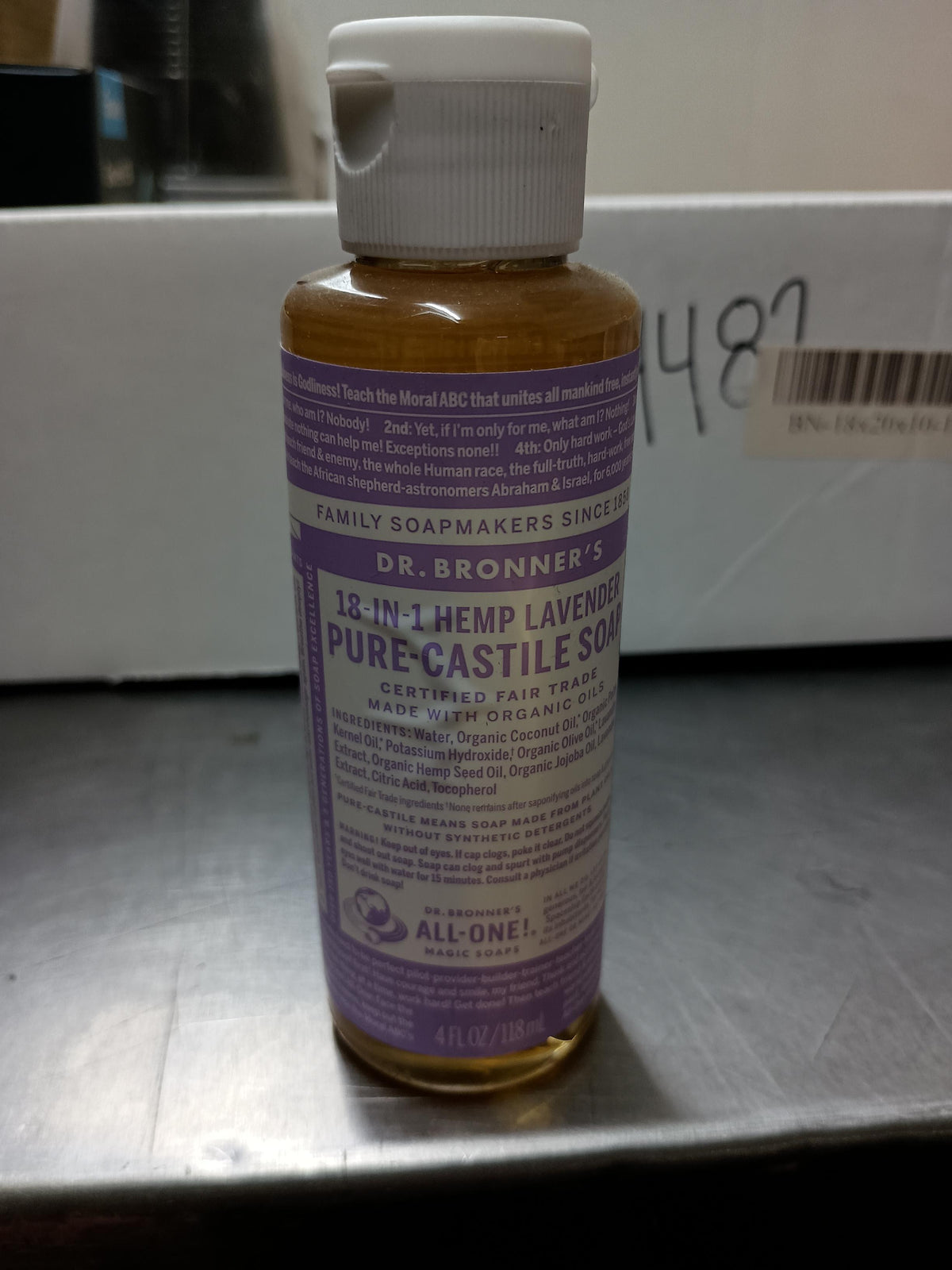 Dr. Bronner's Pure-Castile Liquid Soap Lavender 4 oz – Plant-Based Multi-Purpose Soap