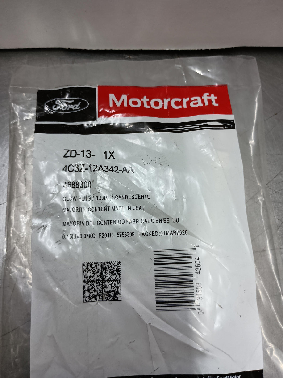 Motorcraft ZD-13 Diesel Glow Plug for Ford 6.0L Power Stroke, 1-Pack