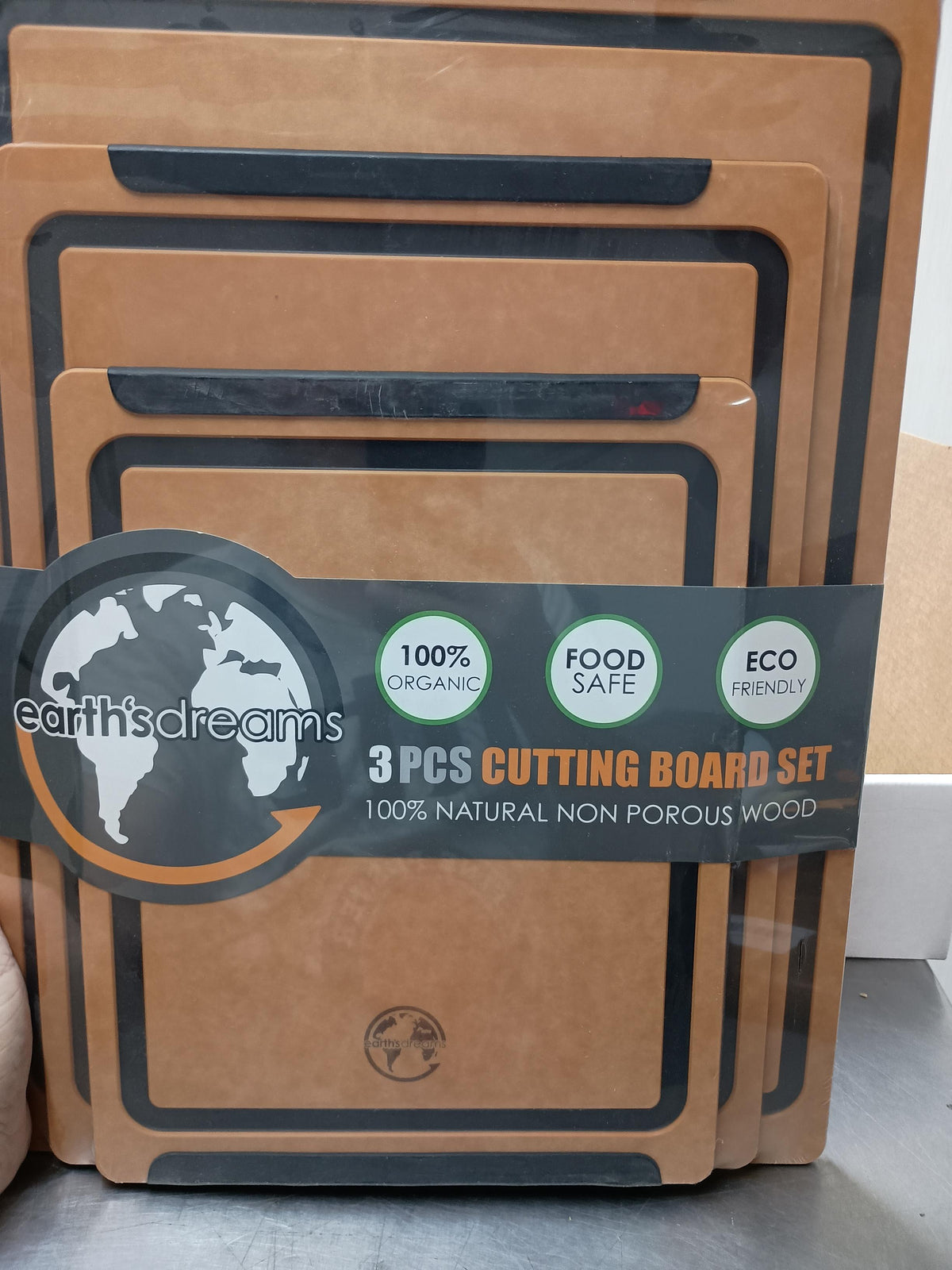 Earth’s Dreams Wood Fiber Cutting Board Set of 3, Tan & Black