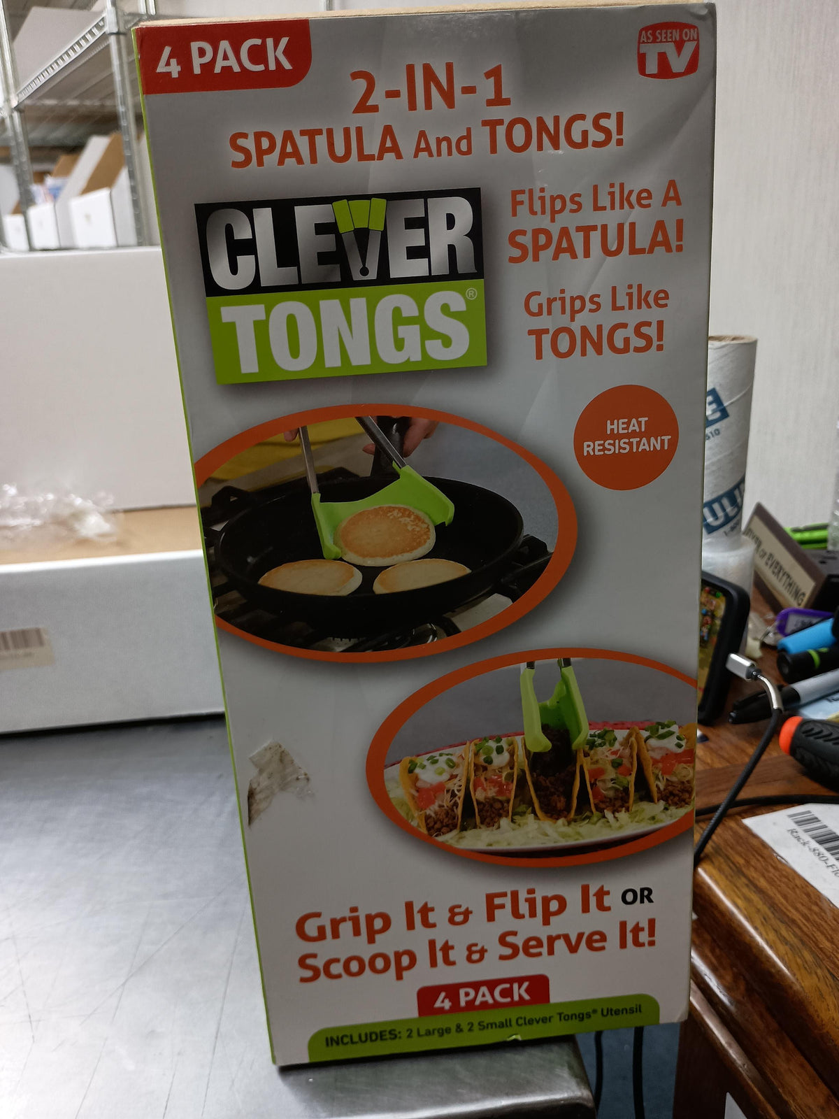 Allstar Innovations Clever Tongs 2-in-1 Spatula & Tongs, 4-Pack