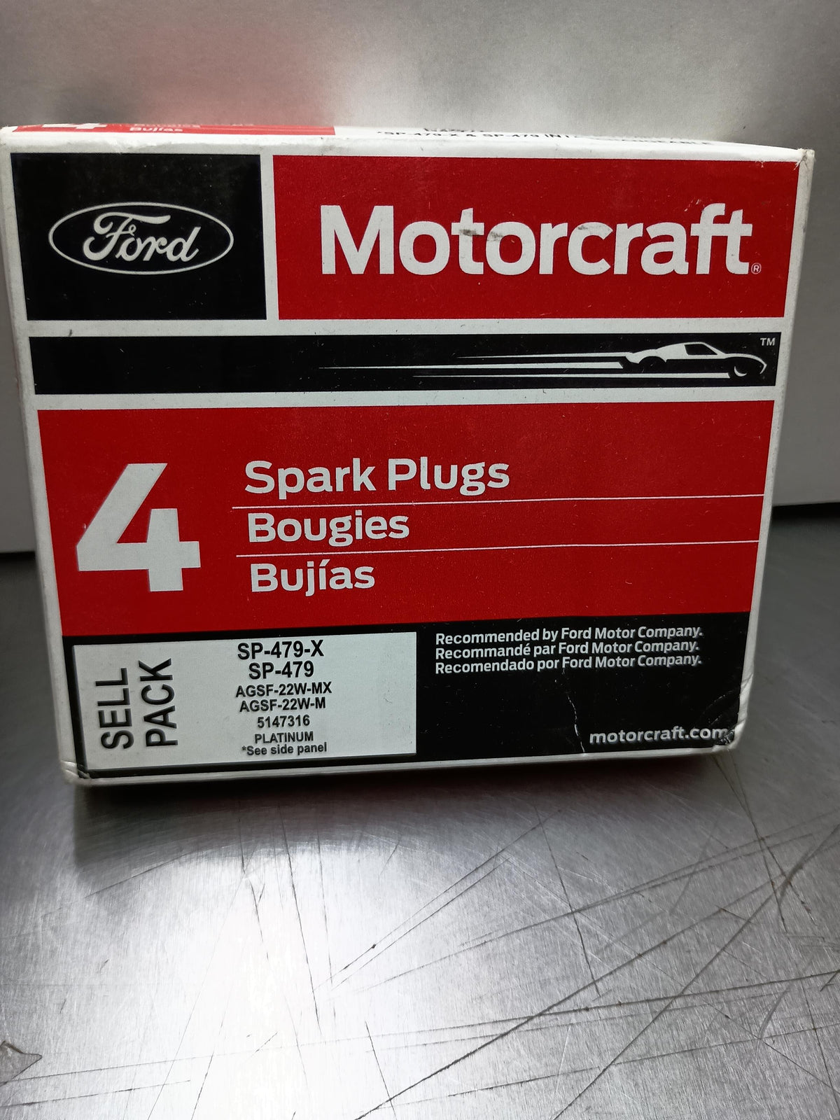 Motorcraft SP-479-X Platinum Spark Plugs, 4 pieces, Ford OEM Replacement