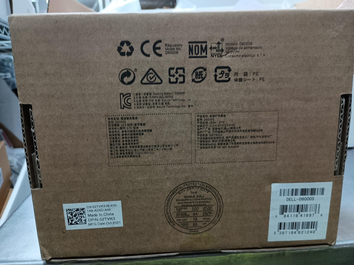 Dell D6000S Universal USB-C Docking Station with 130W AC Adapter