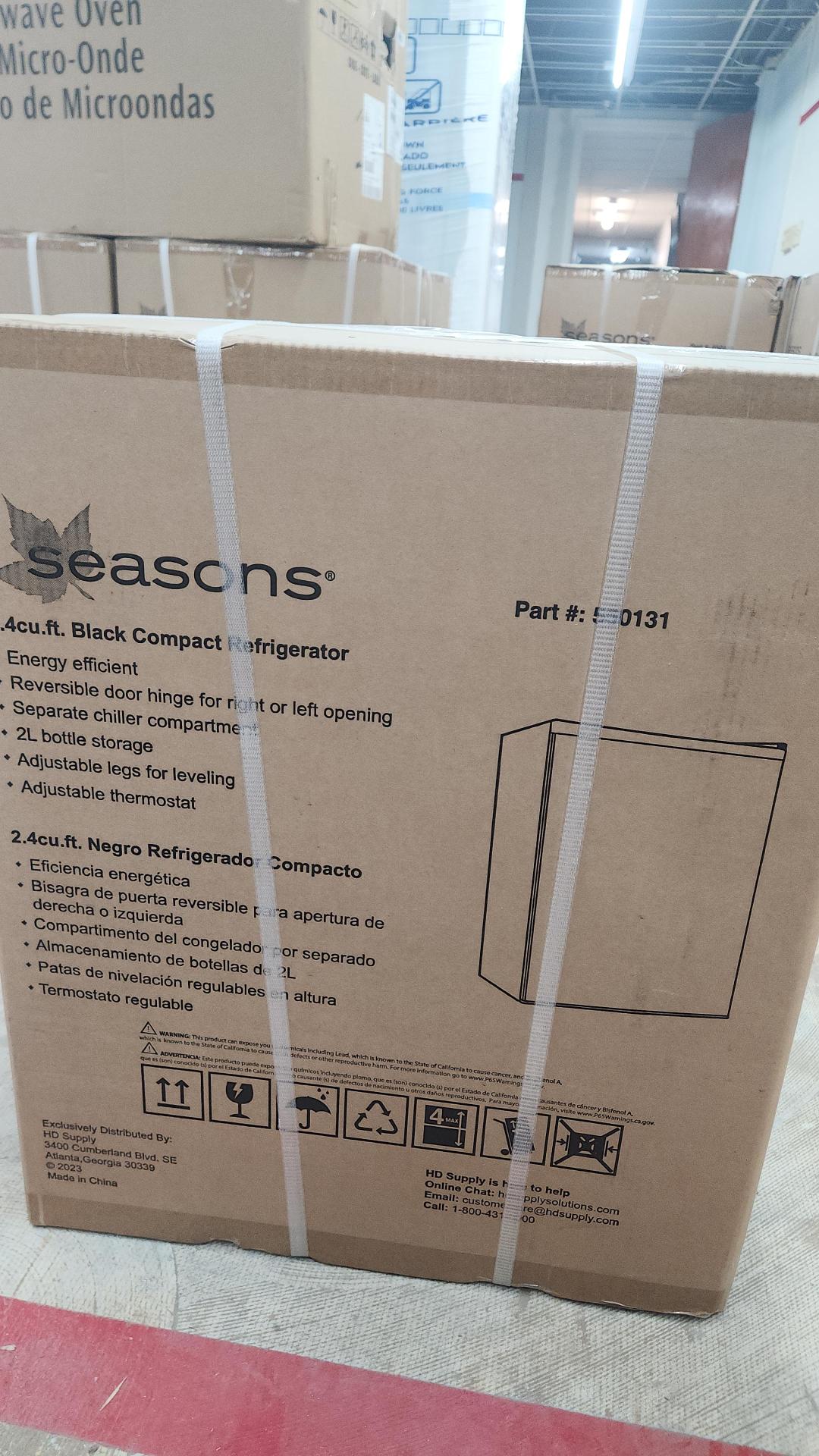 Seasons 2.4 Cu. Ft. Compact Refrigerator Energy Star, W/ Chiller, Black