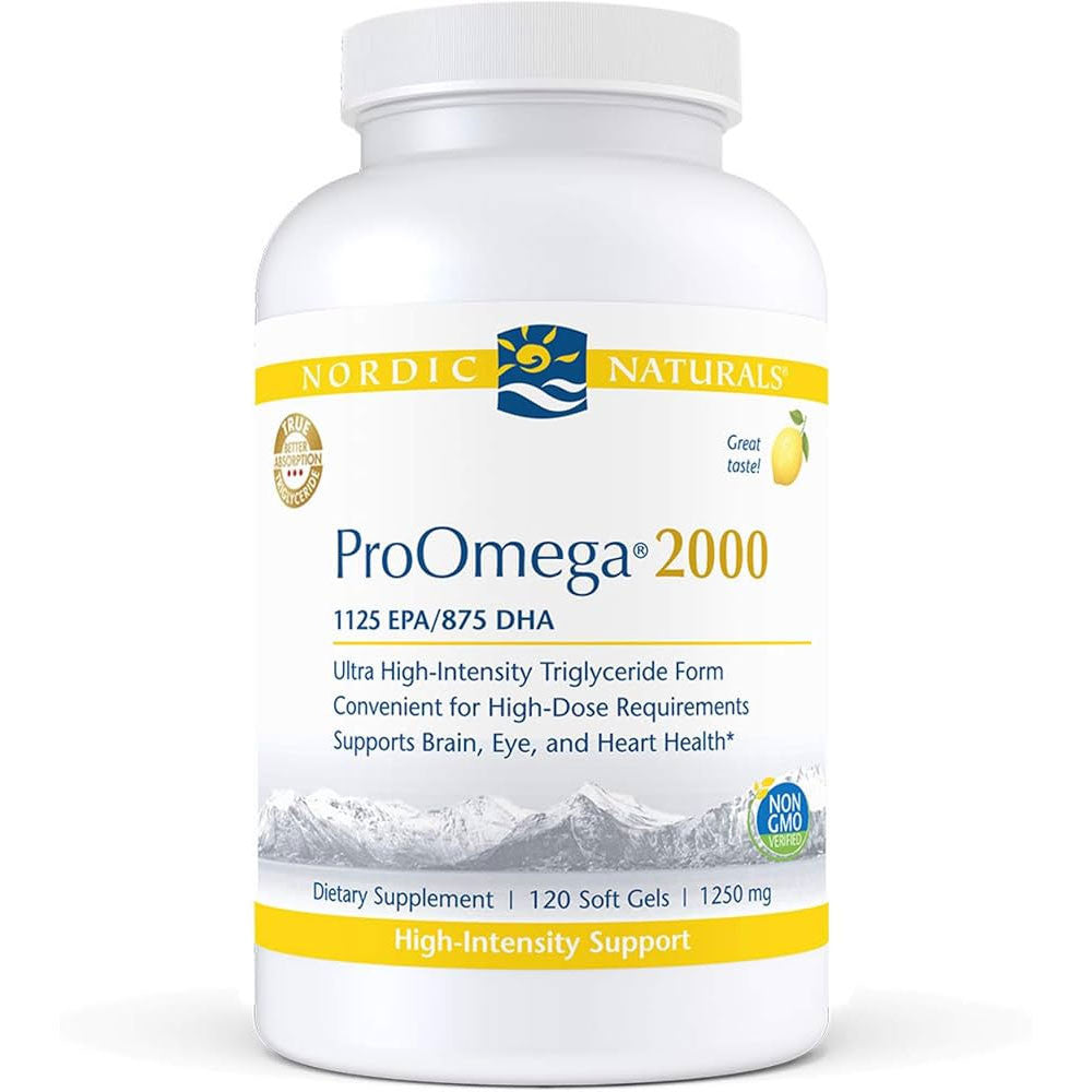 Nordic Naturals ProOmega 2000 Omega-3 Fish Oil – Lemon, 120 Soft Gels