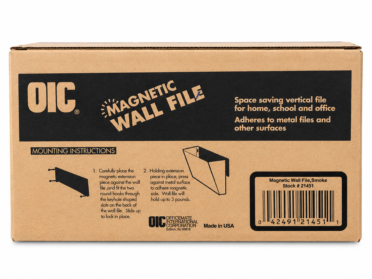 Officemate OIC 21451 Magnetic Wall File Organizer – Letter Size, Smoke, Office Storage Holder