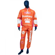 Boston Dunkin's Graphic 2-Piece Tracksuit – Orange & Red Quarter-Zip Top and Pants, Size L
