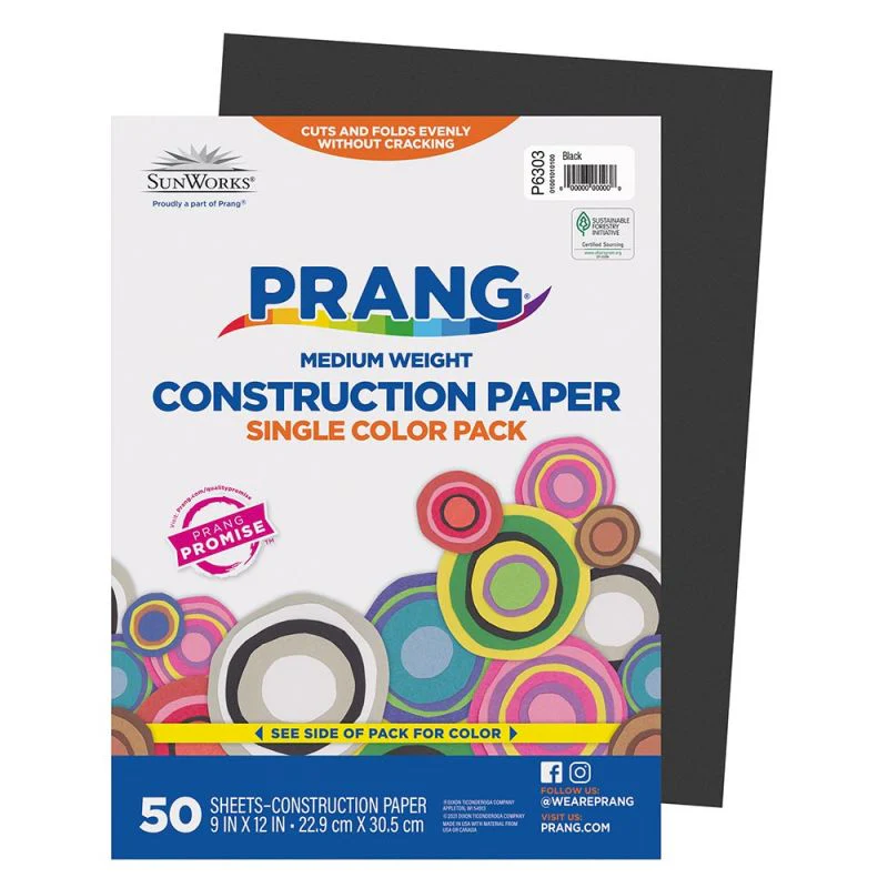 Prang Medium Weight Construction Paper 50 Sheets – Single Color Pack, Arts & Crafts School Supplies