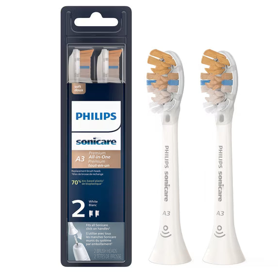 Philips Sonicare A3 Premium All-in-One Electric Toothbrush Replacement Heads – White, 2-Pack