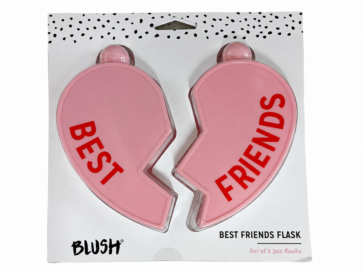 Blush Best Friends Heart-Shaped Flasks – Pink 3 oz Mini Flask Set, 2-Pack