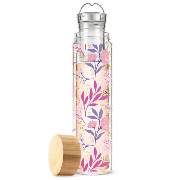 Pinky Up Blair 16oz Loose Leaf Tea Infuser Mug | Travel Tea Cup with Built-In Strainer | Botanical Bliss