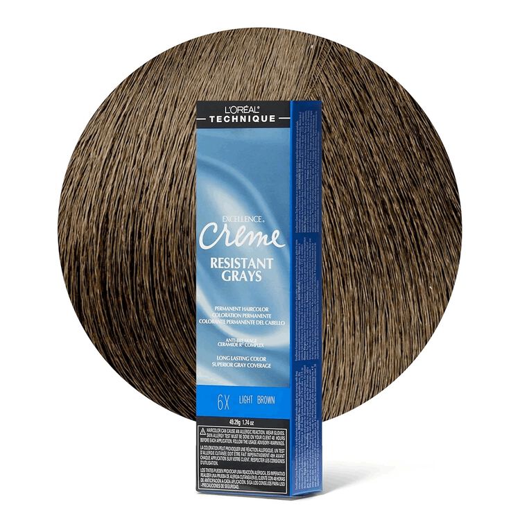 L'Oréal Excellence Crème Resistant Grays Hair Color, 6X Light Brown, 1.74 oz