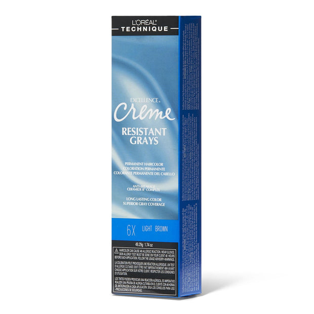 L'Oréal Excellence Crème Resistant Grays Hair Color, 6X Light Brown, 1.74 oz