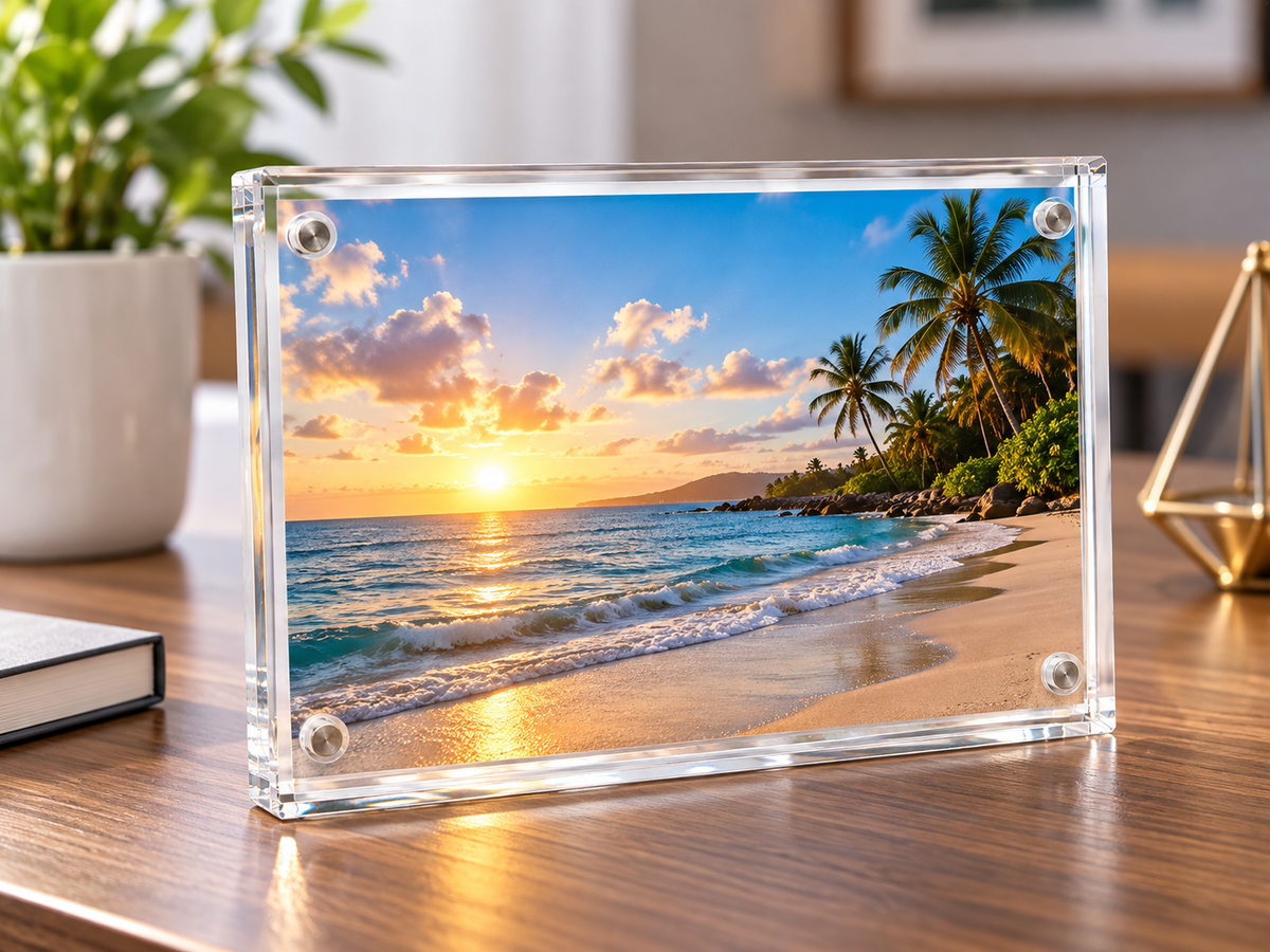 XYBP XY-8503 Magnetic Acrylic Photo Frame & Tabletop Sign Holder – 4 × 6 Inch, Clear