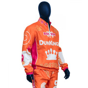 Boston Dunkin's Graphic 2-Piece Tracksuit – Orange & Red Quarter-Zip Top and Pants, Size L