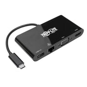 Tripp Lite USB-C Multiport Adapter – 4K HDMI, VGA, Gigabit Ethernet & USB-A Hub, Black, U444-06N-HV4GUB