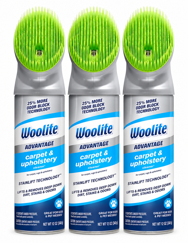 Woolite Advantage Carpet & Upholstery Cleaner with StainLift Technology – 12 oz Foam Spray, Pack of 3