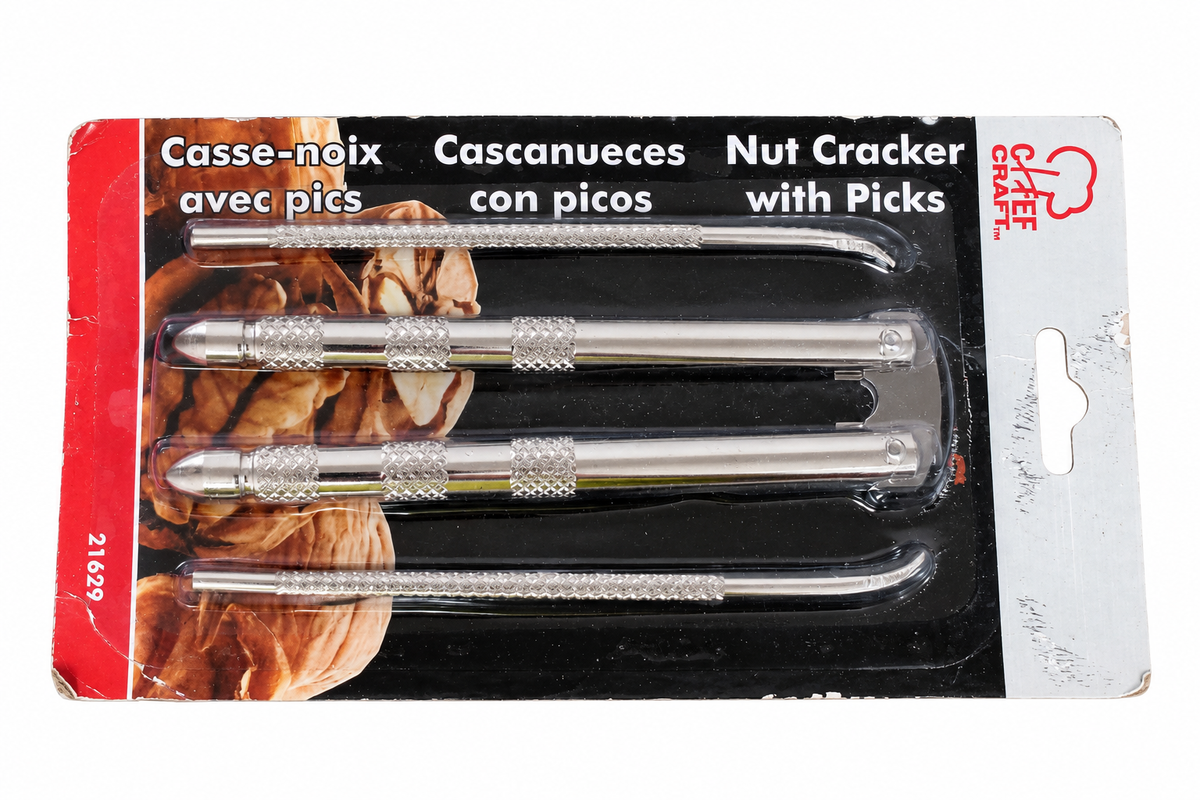 Chef Craft Nut Cracker with Picks – Metal Nut Cracking Tool Set, 4 Pieces
