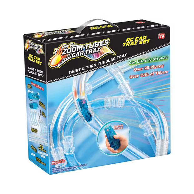 Zoom Tubes Car Trax 25-Piece RC Racing Track Set with Blue Racer – Over 12 ft of Tubes