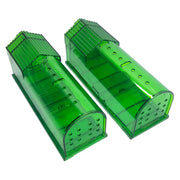 CTB Dealz Humane Live Mouse Trap 2-Pack – Large Reusable Catch-and-Release Traps, Green, ABS Plastic