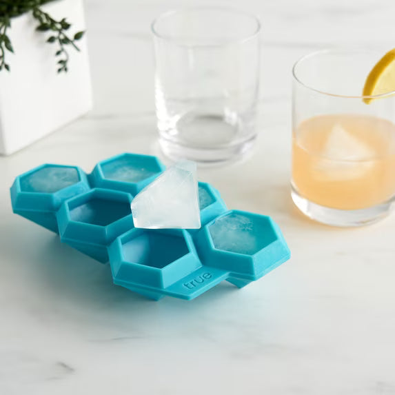 TrueZoo Iced Out Diamond Silicone Ice Cube Tray – 6-Cavity Blue Ice Mold