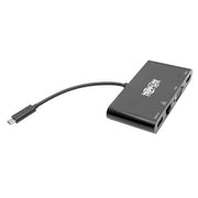 Tripp Lite USB-C Multiport Adapter – 4K HDMI, VGA, Gigabit Ethernet & USB-A Hub, Black, U444-06N-HV4GUB