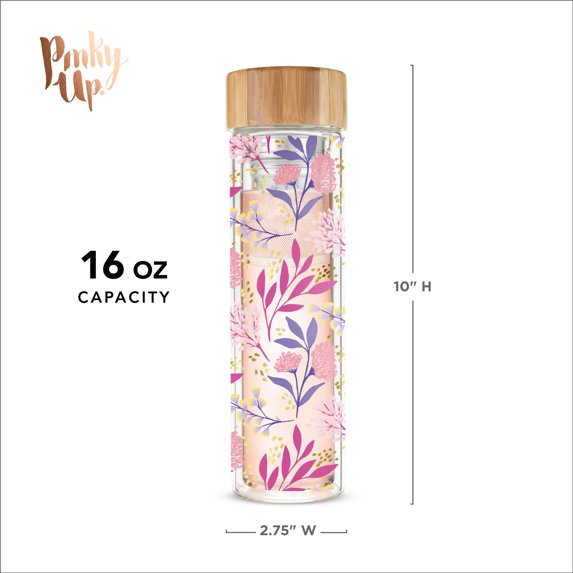 Pinky Up Blair 16oz Loose Leaf Tea Infuser Mug | Travel Tea Cup with Built-In Strainer | Botanical Bliss