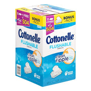 Cottonelle FreshCare Flushable Cleansing Cloths, Bonus 504 Ct – 12 Packs of 42-Count Wipes with SafeFlush Technology