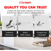Chef Craft Select Butterfly Can Opener – 4-Inch Nickel-Plated Steel Manual Can Opener