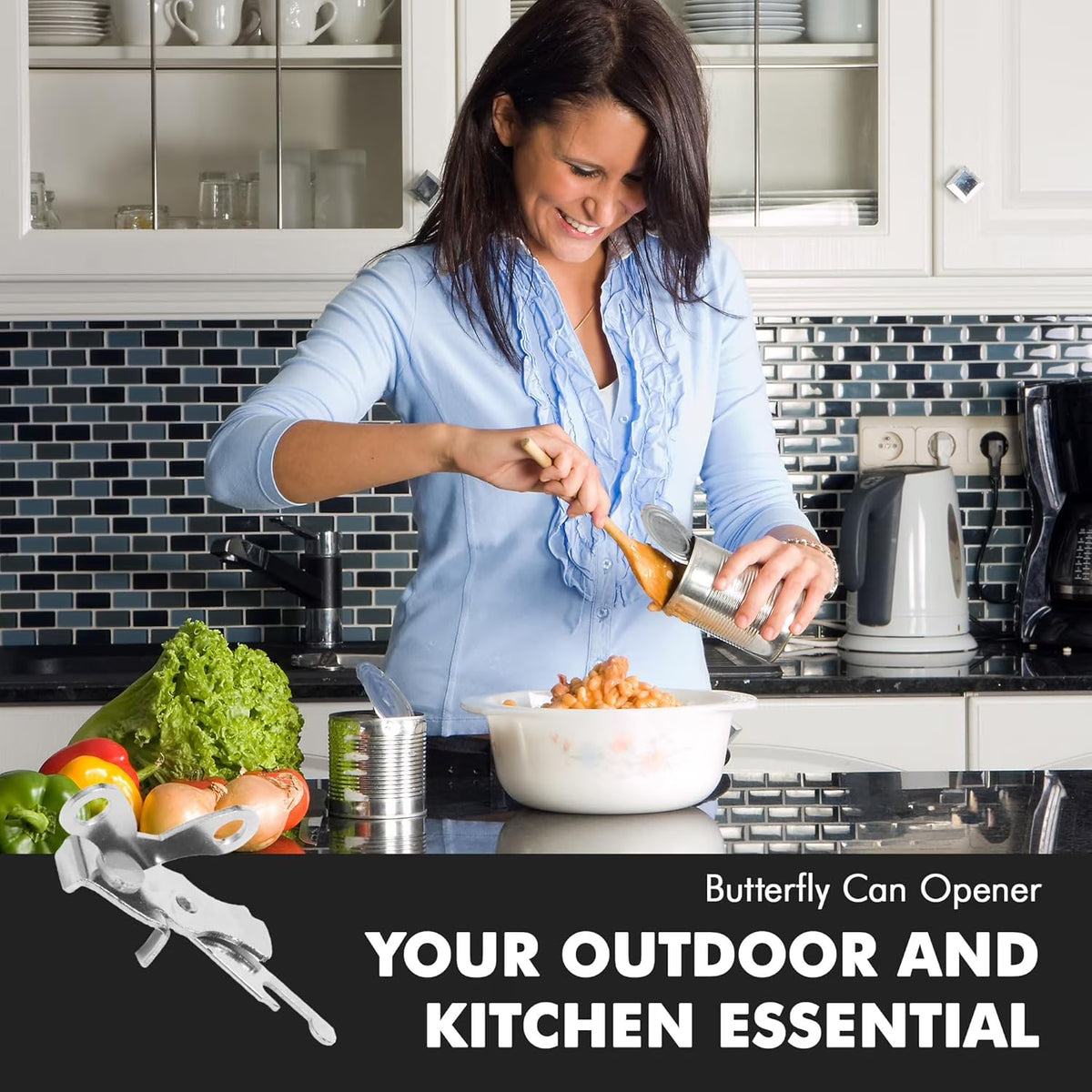 Chef Craft Select Butterfly Can Opener – 4-Inch Nickel-Plated Steel Manual Can Opener