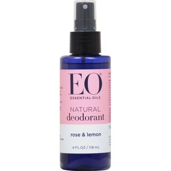 EO Products Natural Deodorant Spray Rose & Lemon 4 fl oz – Aluminum Free, Paraben Free, Cruelty Free, Certified Gluten-Free