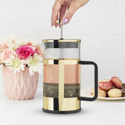 Pinky Up French Press Coffee Maker, Coffee and Tea Brewer, 34 oz, Gold