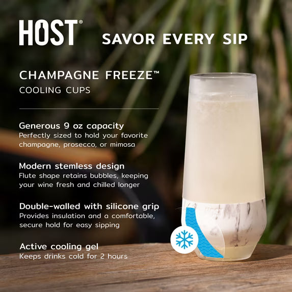 HOST Champagne FREEZE Cooling Cups, Blush Tint, 9 oz – Set of 2