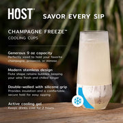 HOST Champagne FREEZE Cooling Cups, Blush Tint, 9 oz – Set of 2
