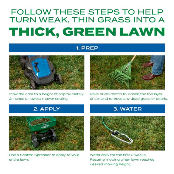 Scotts Turf Builder THICK'R LAWN 3-in-1 Grass Seed, Fertilizer & Soil Improver – 1,200 Sq Ft Coverage