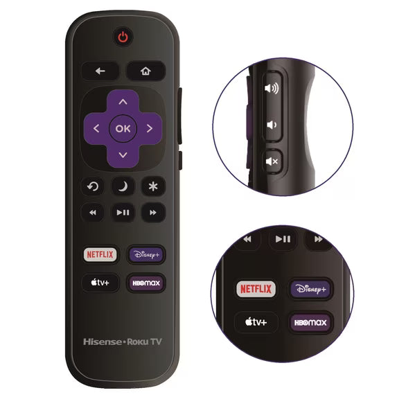 ULTRA PARTS Replacement Remote Control for Hisense Roku Smart 4K TVs with Streaming Shortcut Buttons