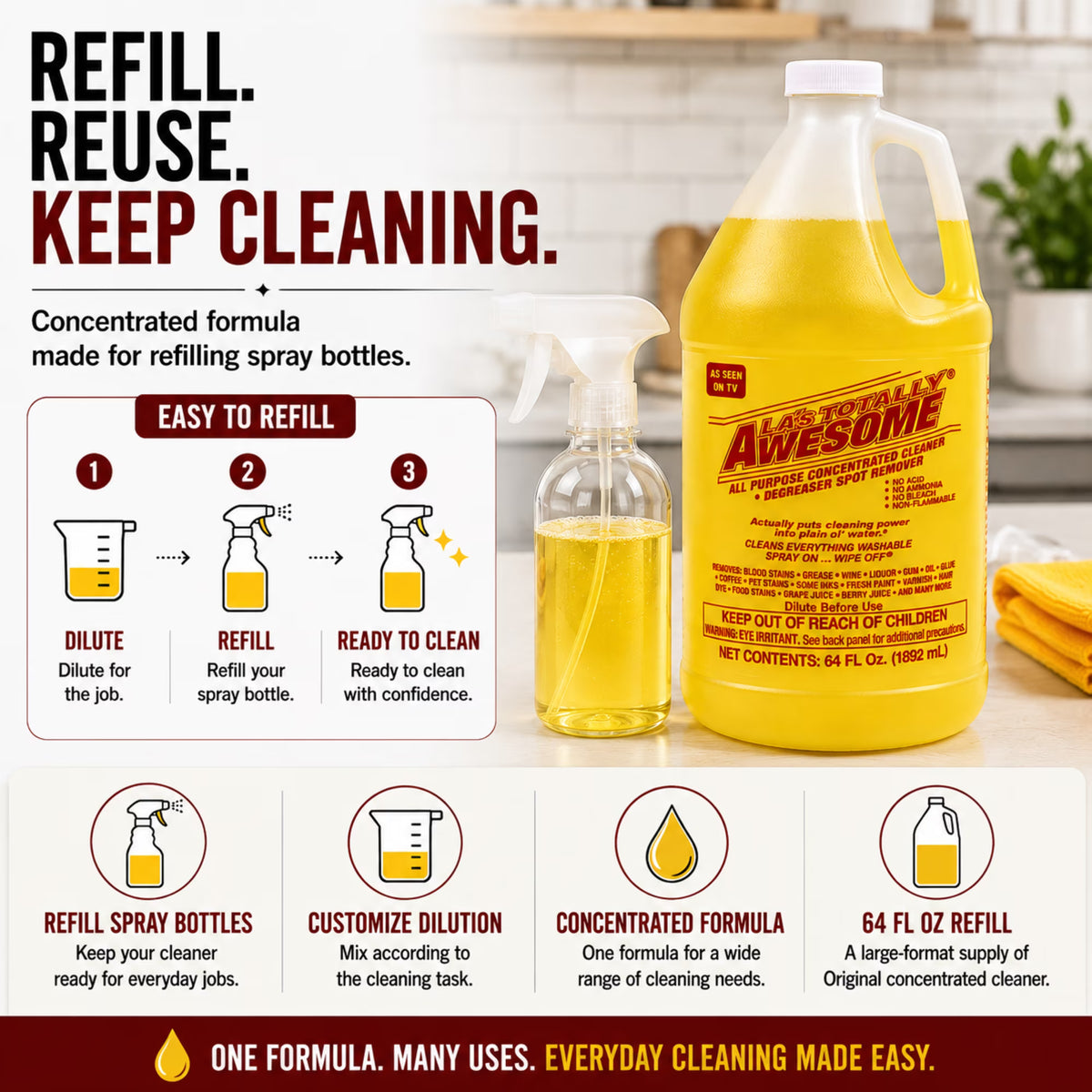 LA's Totally Awesome All Purpose Concentrated Cleaner & Degreaser – 64 fl oz