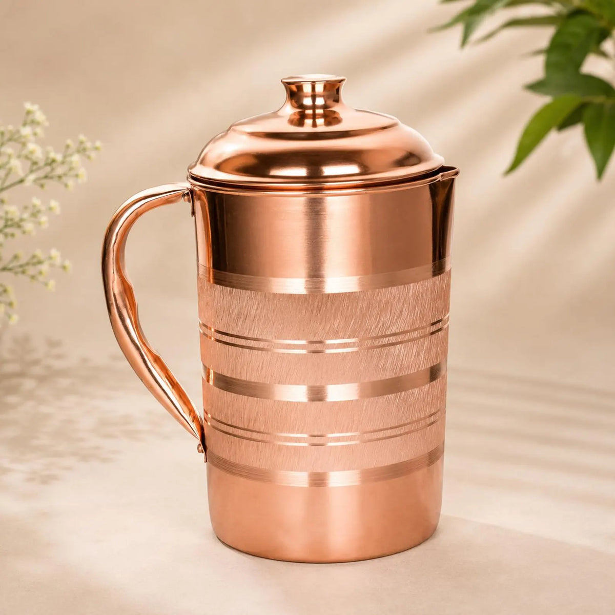 Luxury Copper Water Jug with Lid and Handle – Traditional Serving Pitcher
