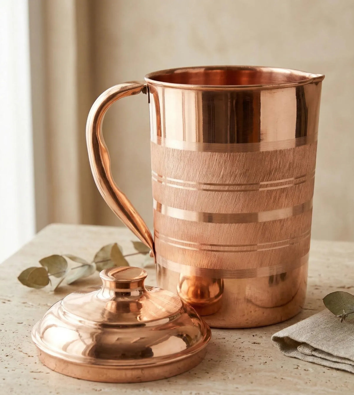 Luxury Copper Water Jug with Lid and Handle – Traditional Serving Pitcher
