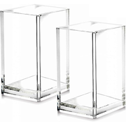 Cerpourt 2-Pack Clear Acrylic Pencil Pen Holder Cup – 2.6x2.6x4", Desktop Organizer for Office, School & Makeup Brushes