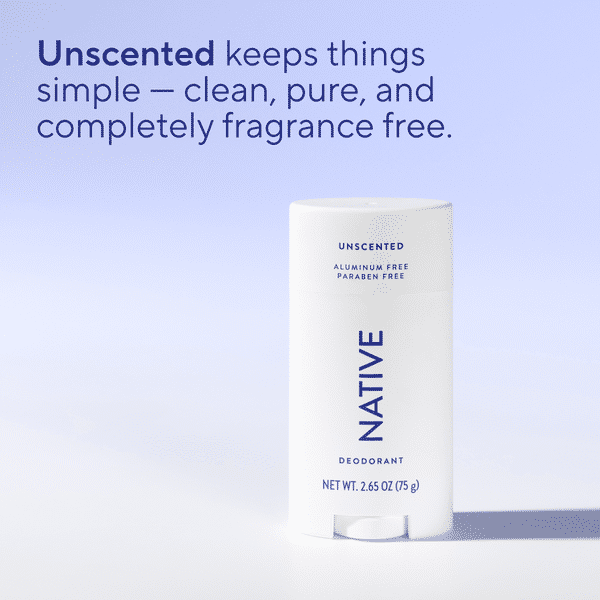 Native Unscented Deodorant, Aluminum & Paraben Free – 2.65 oz