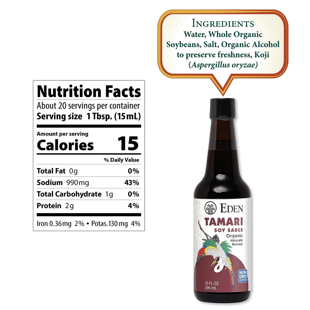 EDEN Organic Tamari Soy Sauce, Gluten-Free, 10 fl oz Amber Glass Bottle