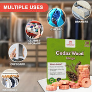 Raimarket Natural Cedar Rings for Clothes Storage, Cedarwood, 30 Pack