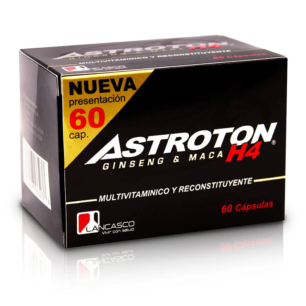 Astroton Ginseng & Maca H4 Multivitamin & Reconstituyente Supplement – 60 Capsules, New