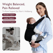 Geenev Ergonomic Baby Carrier with Detachable Sleeping Hood, Storage Pouches & Padded Waist Belt – Black