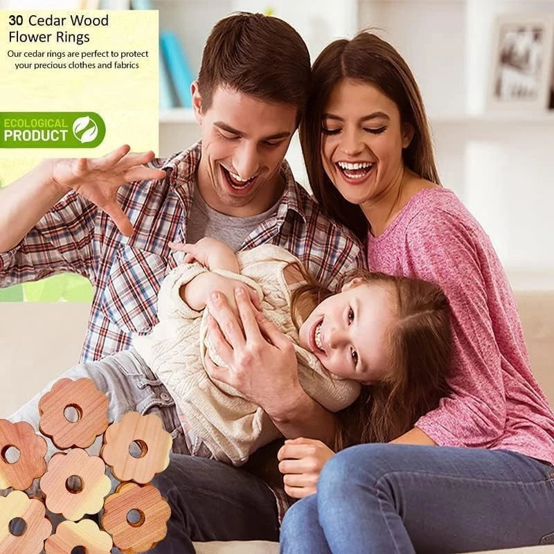 Raimarket Natural Cedar Rings for Clothes Storage, Cedarwood, 30 Pack