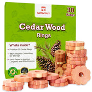 Raimarket Natural Cedar Rings for Clothes Storage, Cedarwood, 30 Pack